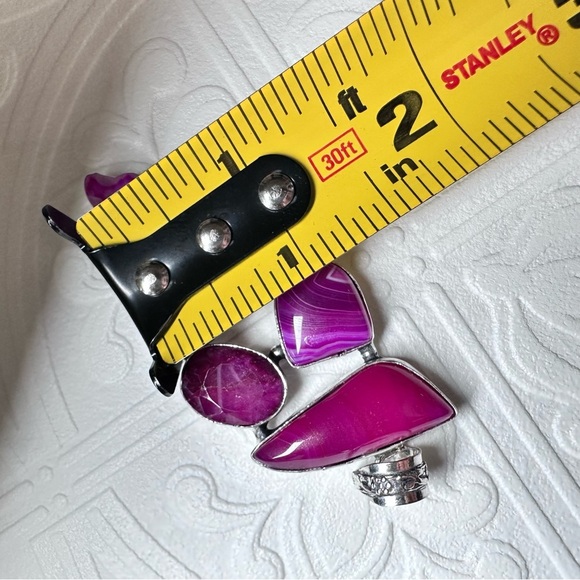 Sold🛍️Gemstones Handmade Pendant Agate Dyed Multicolor Pink fuchsia, Barbie - Picture 8 of 12